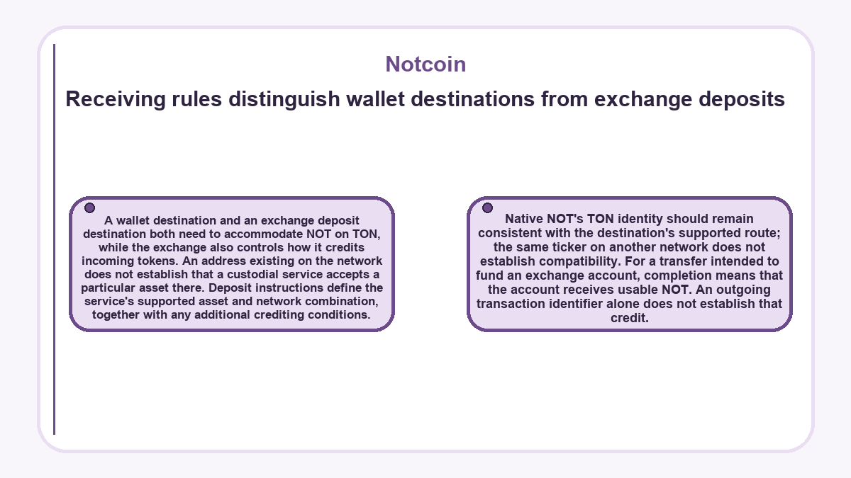 Diagram: Notcoin: Receiving rules distinguish wallet destinations from exchange deposits